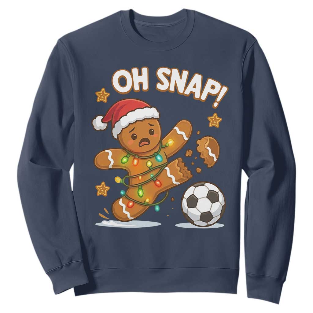 Oh Snap Gingerbreadman Christmas Soccer Sweatshirt TS10 Navy Print Your Wear