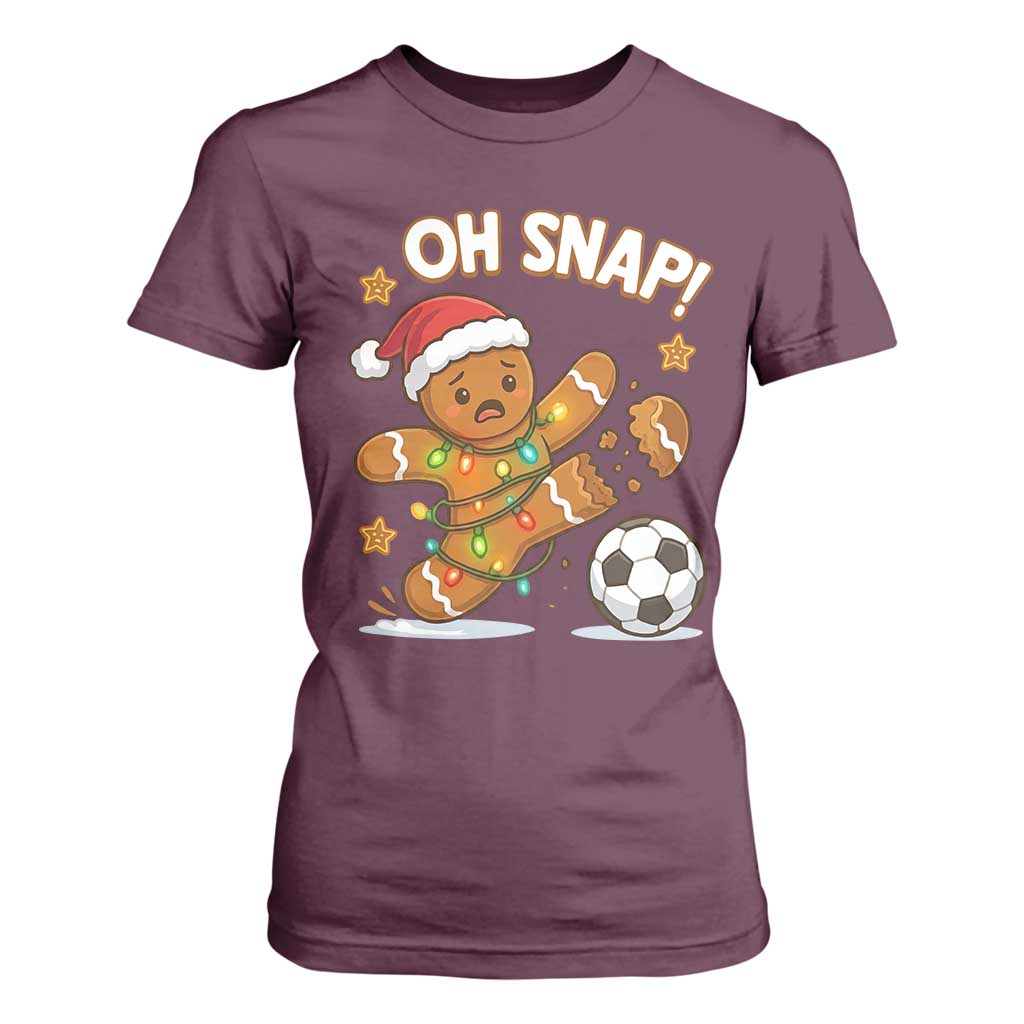 Oh Snap Gingerbreadman Christmas Soccer T Shirt For Women TS10 Maroon Print Your Wear