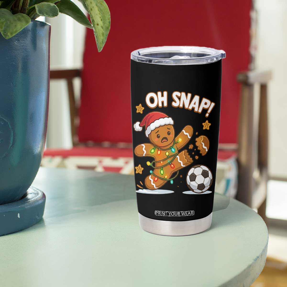 Oh Snap Gingerbreadman Christmas Soccer Tumbler Cup TS10 Print Your Wear