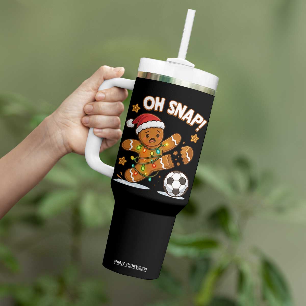 Oh Snap Gingerbreadman Christmas Soccer Tumbler With Handle TS10 Print Your Wear