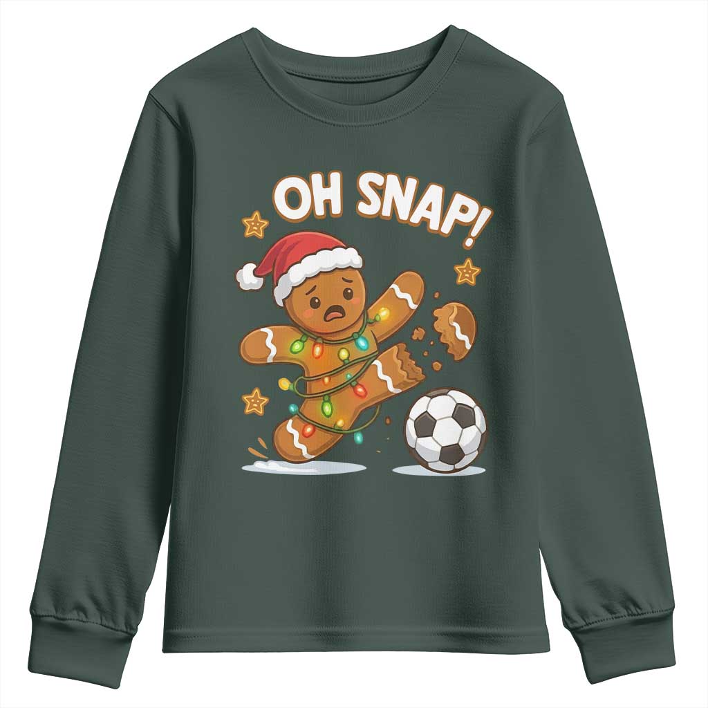 Oh Snap Gingerbreadman Christmas Soccer Youth Sweatshirt TS10 Dark Forest Green Print Your Wear