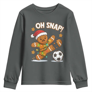 Oh Snap Gingerbreadman Christmas Soccer Youth Sweatshirt TS10 Dark Heather Print Your Wear