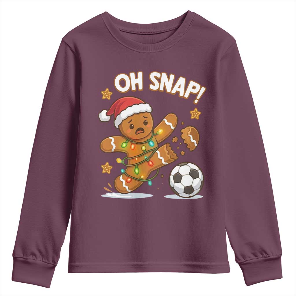 Oh Snap Gingerbreadman Christmas Soccer Youth Sweatshirt TS10 Maroon Print Your Wear