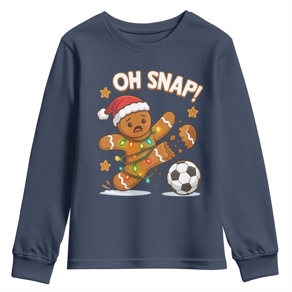 Oh Snap Gingerbreadman Christmas Soccer Youth Sweatshirt TS10 Navy Print Your Wear
