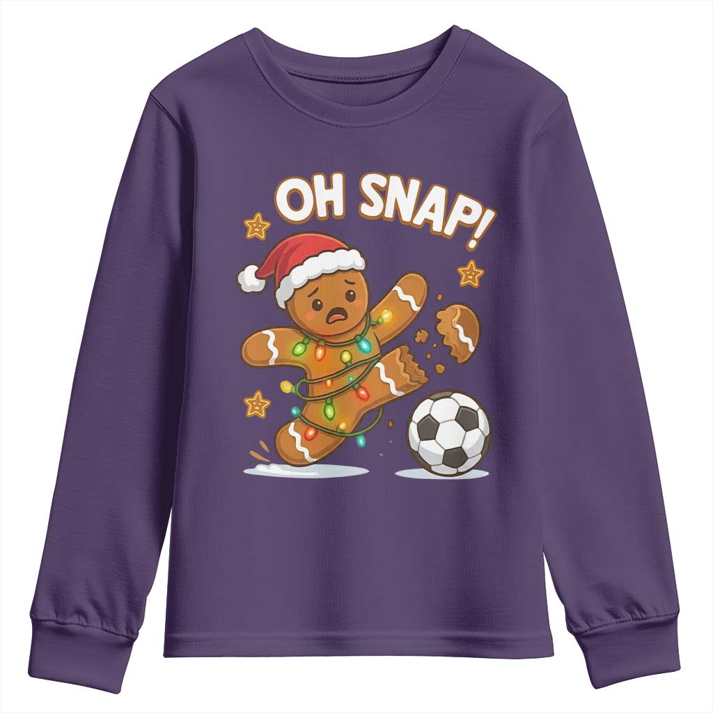Oh Snap Gingerbreadman Christmas Soccer Youth Sweatshirt TS10 Purple Print Your Wear