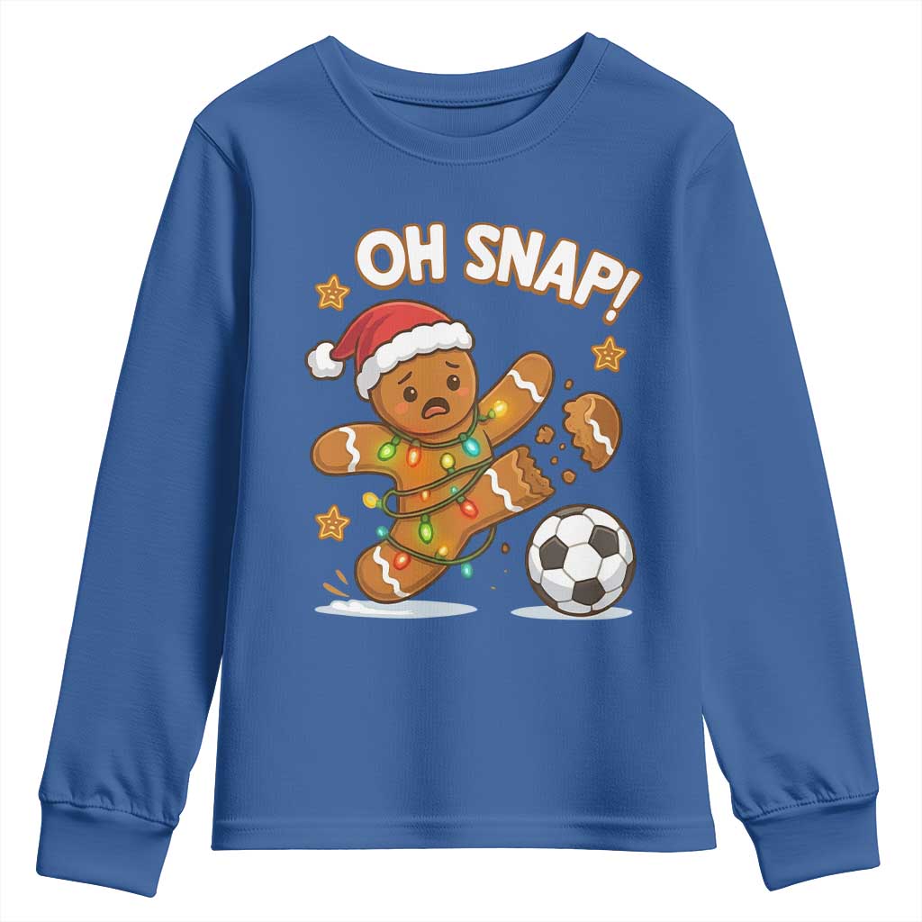 Oh Snap Gingerbreadman Christmas Soccer Youth Sweatshirt TS10 Royal Blue Print Your Wear