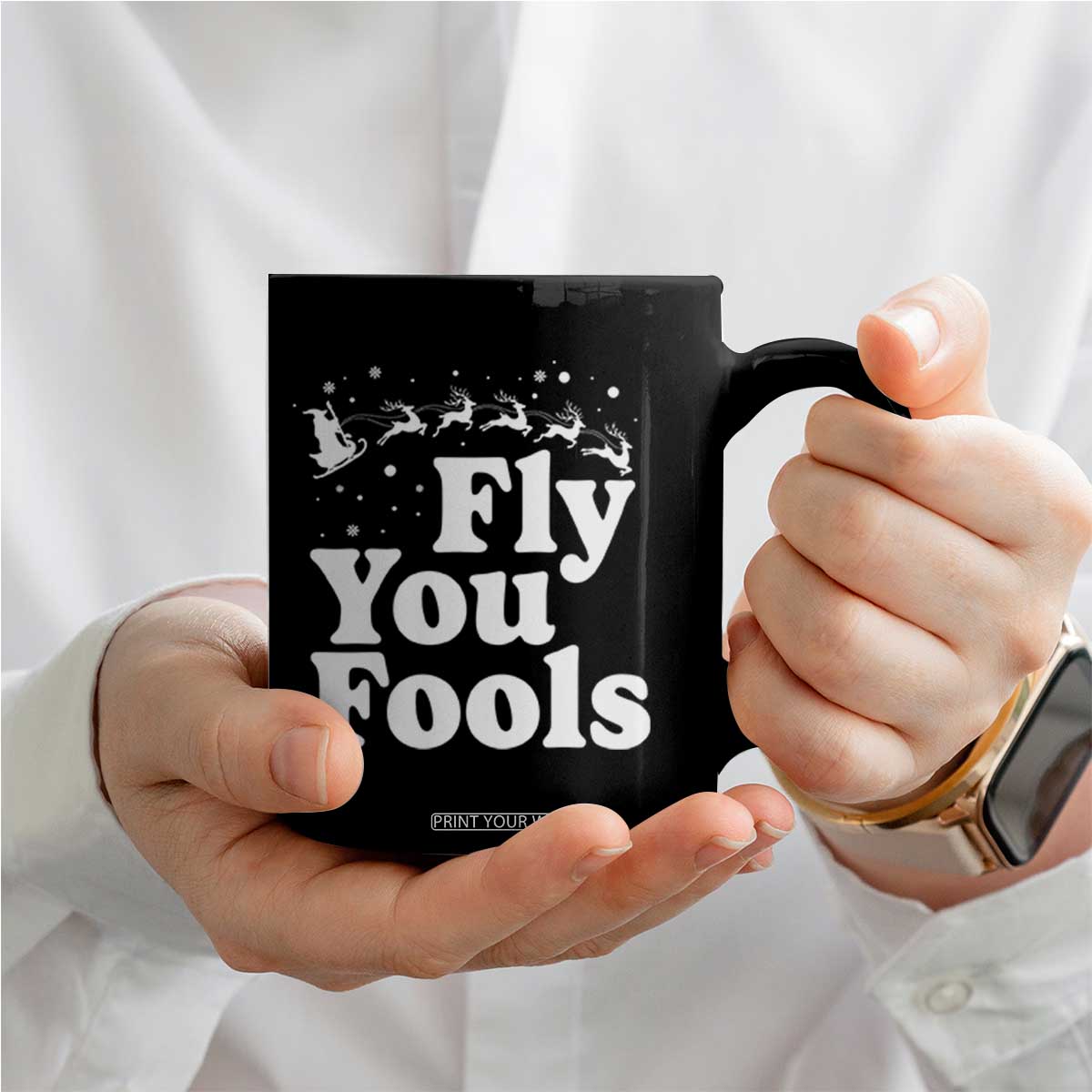 Funny Christmas Coffee Mug Fly You Fools Fantasy Movie Santa Sleigh Reindeer TS10 Print Your Wear