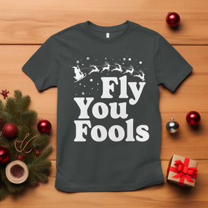 Funny Christmas T Shirt Fly You Fools Fantasy Movie Santa Sleigh Reindeer TS10 Dark Heather Print Your Wear