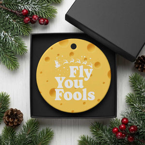 Funny Christmas Ceramic Ornament Fly You Fools Fantasy Movie Santa Sleigh Reindeer TS10 1pc Yellow Cheese Print Your Wear
