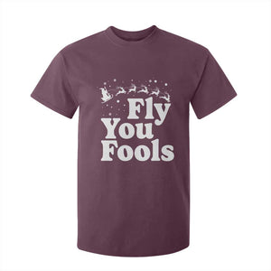 Funny Christmas T Shirt For Kid Fly You Fools Fantasy Movie Santa Sleigh Reindeer TS10 Maroon Print Your Wear