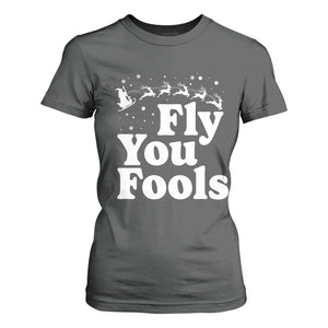 Funny Christmas T Shirt For Women Fly You Fools Fantasy Movie Santa Sleigh Reindeer TS10 Dark Heather Print Your Wear