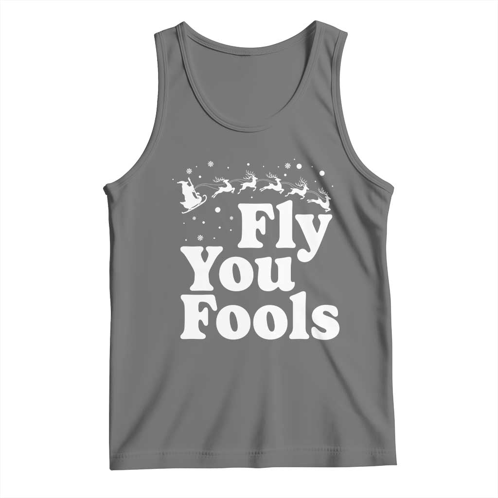 Funny Christmas Tank Top Fly You Fools Fantasy Movie Santa Sleigh Reindeer TS10 Black Heather Print Your Wear