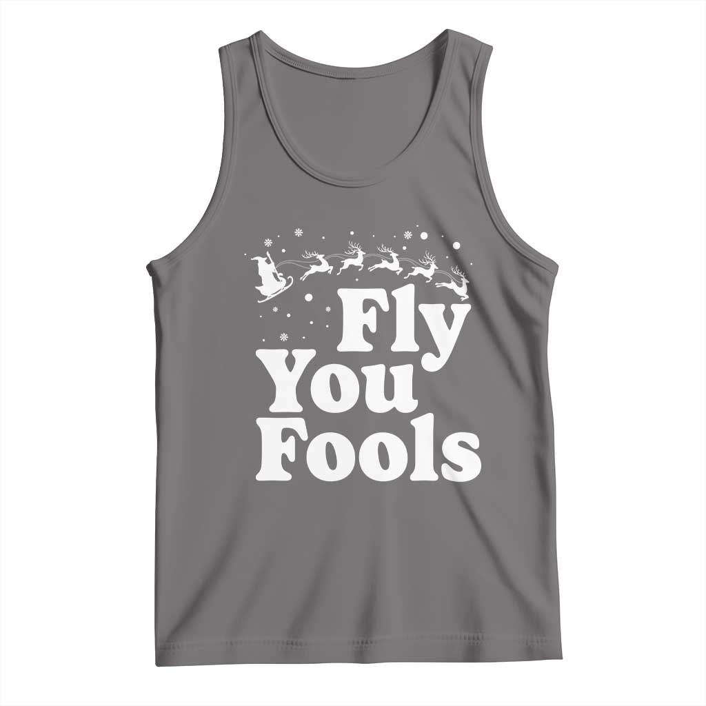 Funny Christmas Tank Top Fly You Fools Fantasy Movie Santa Sleigh Reindeer TS10 Deep Heather Print Your Wear