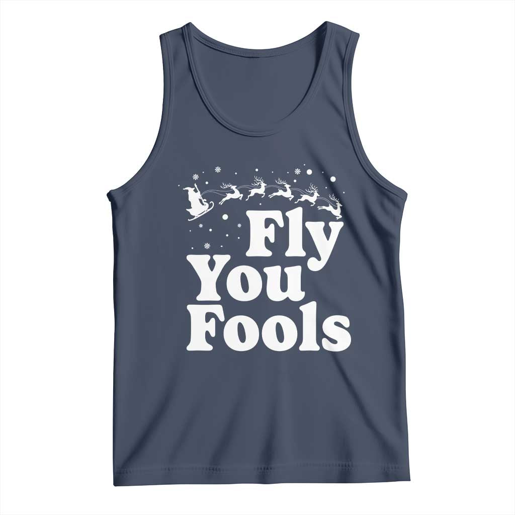 Funny Christmas Tank Top Fly You Fools Fantasy Movie Santa Sleigh Reindeer TS10 Navy Print Your Wear