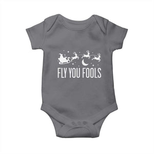 Funny Christmas Fly You Fools Baby Onesie Fantasy Movie Fellowship Santa Sleigh Reindeer TS10 Charcoal Print Your Wear