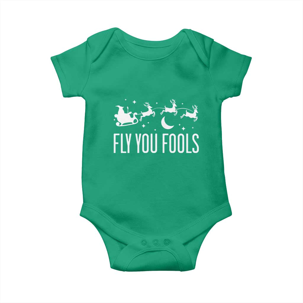 Funny Christmas Fly You Fools Baby Onesie Fantasy Movie Fellowship Santa Sleigh Reindeer TS10 Irish Green Print Your Wear