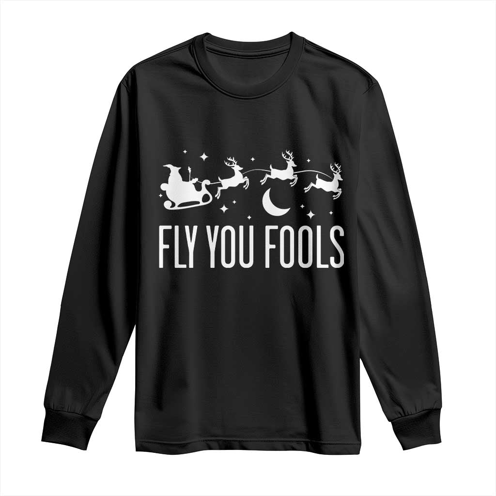 Funny Christmas Fly You Fools Long Sleeve Shirt Fantasy Movie Fellowship Santa Sleigh Reindeer TS10 Black Print Your Wear