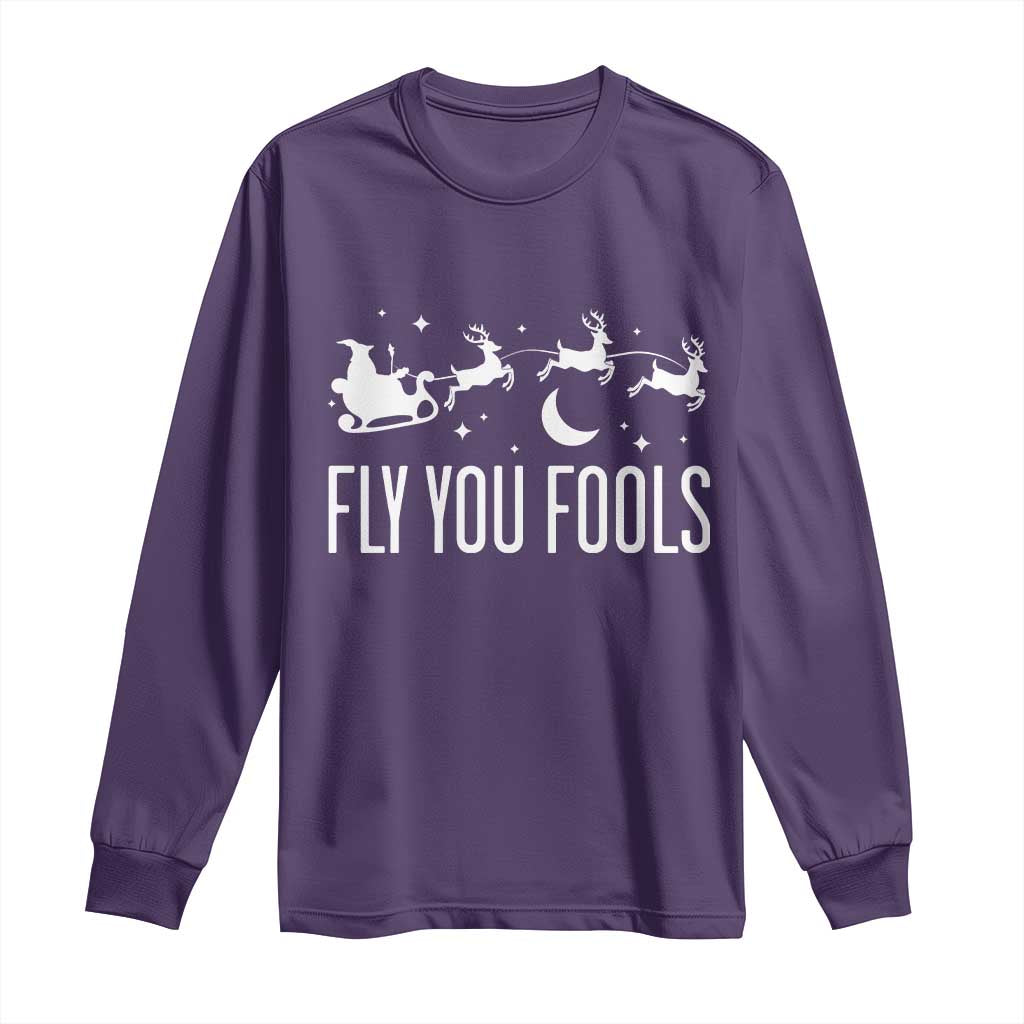 Funny Christmas Fly You Fools Long Sleeve Shirt Fantasy Movie Fellowship Santa Sleigh Reindeer TS10 Purple Print Your Wear