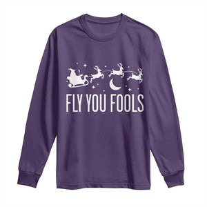 Funny Christmas Fly You Fools Long Sleeve Shirt Fantasy Movie Fellowship Santa Sleigh Reindeer TS10 Purple Print Your Wear