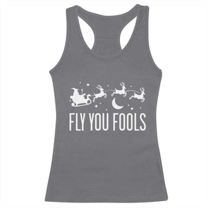 Funny Christmas Fly You Fools Racerback Tank Top Fantasy Movie Fellowship Santa Sleigh Reindeer - Print Your Wear