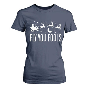 Funny Christmas Fly You Fools T Shirt For Women Fantasy Movie Fellowship Santa Sleigh Reindeer TS10 Navy Print Your Wear