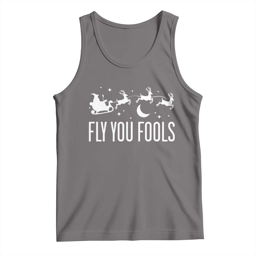 Funny Christmas Fly You Fools Tank Top Fantasy Movie Fellowship Santa Sleigh Reindeer TS10 Deep Heather Print Your Wear