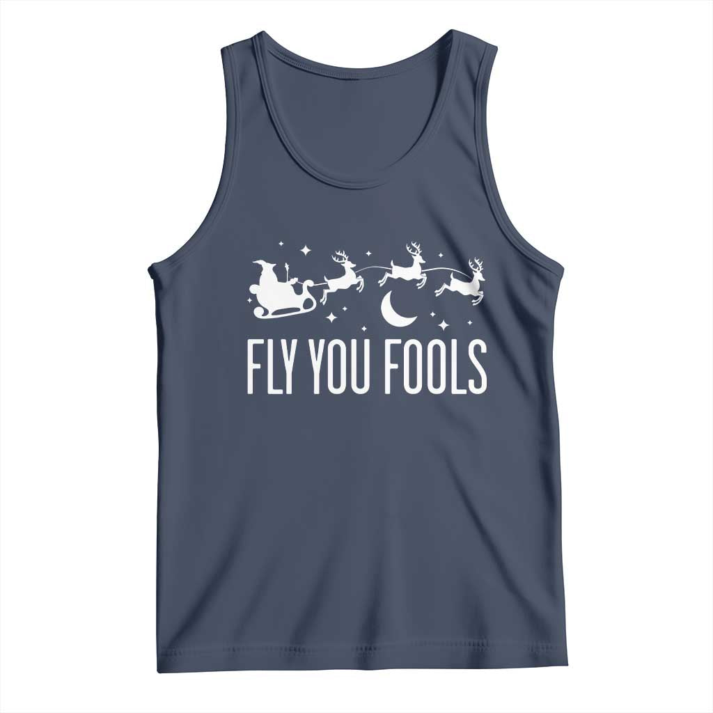 Funny Christmas Fly You Fools Tank Top Fantasy Movie Fellowship Santa Sleigh Reindeer - Print Your Wear