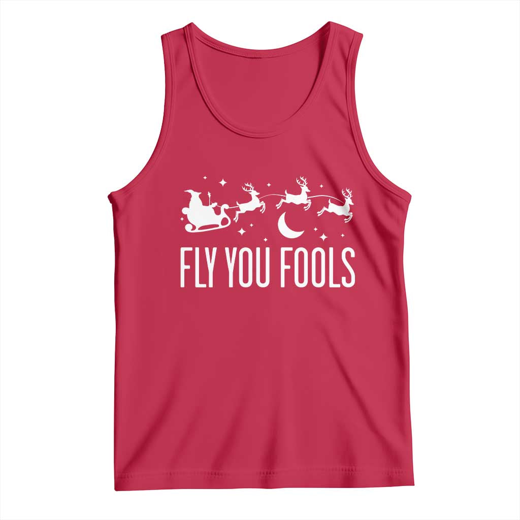 Funny Christmas Fly You Fools Tank Top Fantasy Movie Fellowship Santa Sleigh Reindeer - Print Your Wear