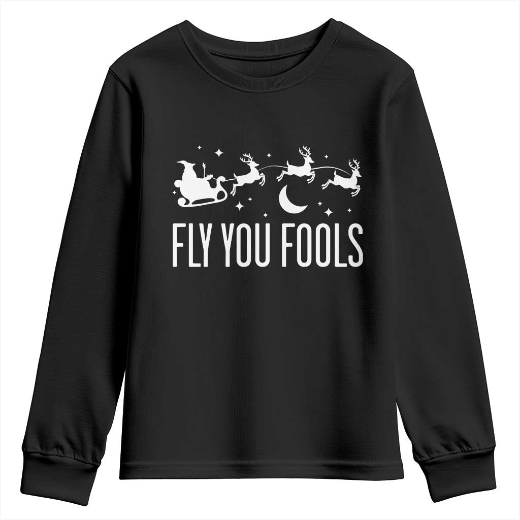 Funny Christmas Fly You Fools Youth Sweatshirt Fantasy Movie Fellowship Santa Sleigh Reindeer TS10 Black Print Your Wear