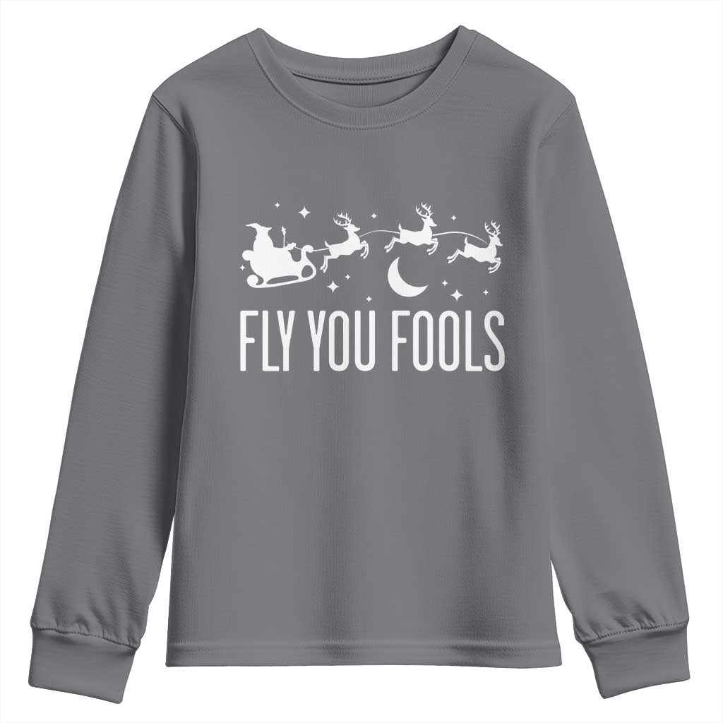 Funny Christmas Fly You Fools Youth Sweatshirt Fantasy Movie Fellowship Santa Sleigh Reindeer TS10 Charcoal Print Your Wear