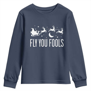 Funny Christmas Fly You Fools Youth Sweatshirt Fantasy Movie Fellowship Santa Sleigh Reindeer TS10 Navy Print Your Wear