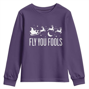 Funny Christmas Fly You Fools Youth Sweatshirt Fantasy Movie Fellowship Santa Sleigh Reindeer TS10 Purple Print Your Wear