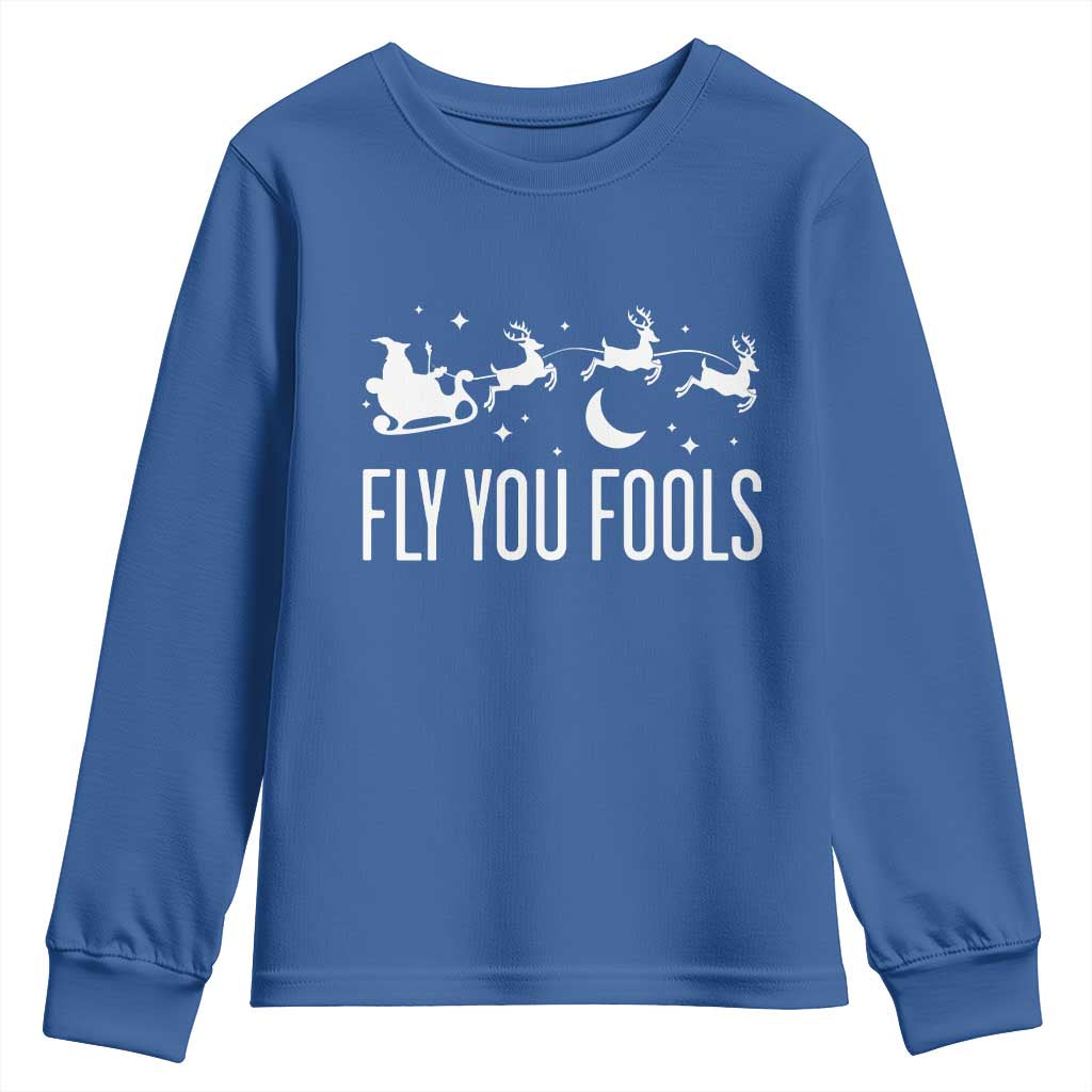 Funny Christmas Fly You Fools Youth Sweatshirt Fantasy Movie Fellowship Santa Sleigh Reindeer TS10 Royal Blue Print Your Wear