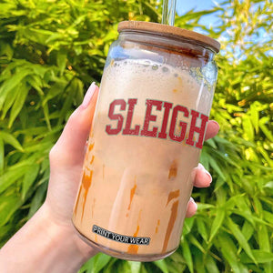 Sleigh Christmas Glass Can Funny Women Retro Merry Xmas Family Holiday TS10 White Print Your Wear