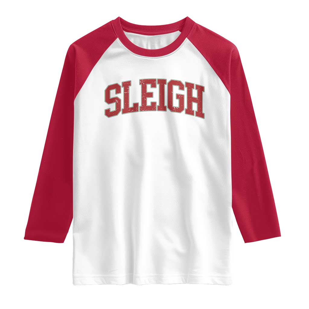 Sleigh Christmas Raglan Shirt Funny Women Retro Merry Xmas Family Holiday TS10 White Red Print Your Wear