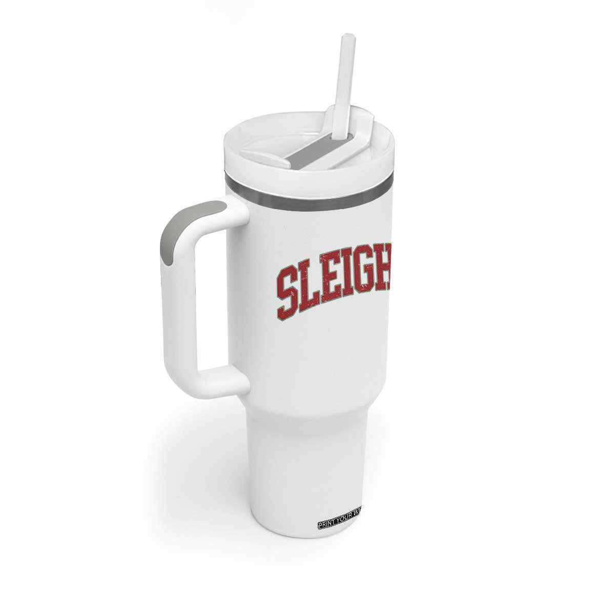 Sleigh Christmas Tumbler With Handle Funny Women Retro Merry Xmas Family Holiday TS10 Print Your Wear