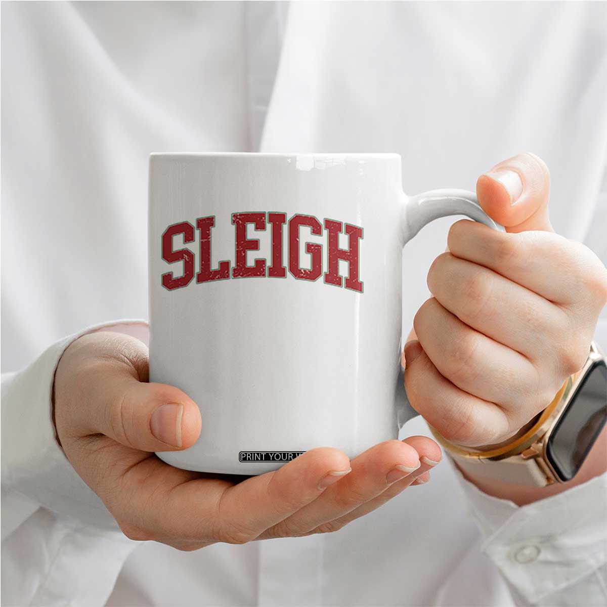 Sleigh Christmas Coffee Mug Funny Women Retro Merry Xmas Family Holiday TS10 Print Your Wear