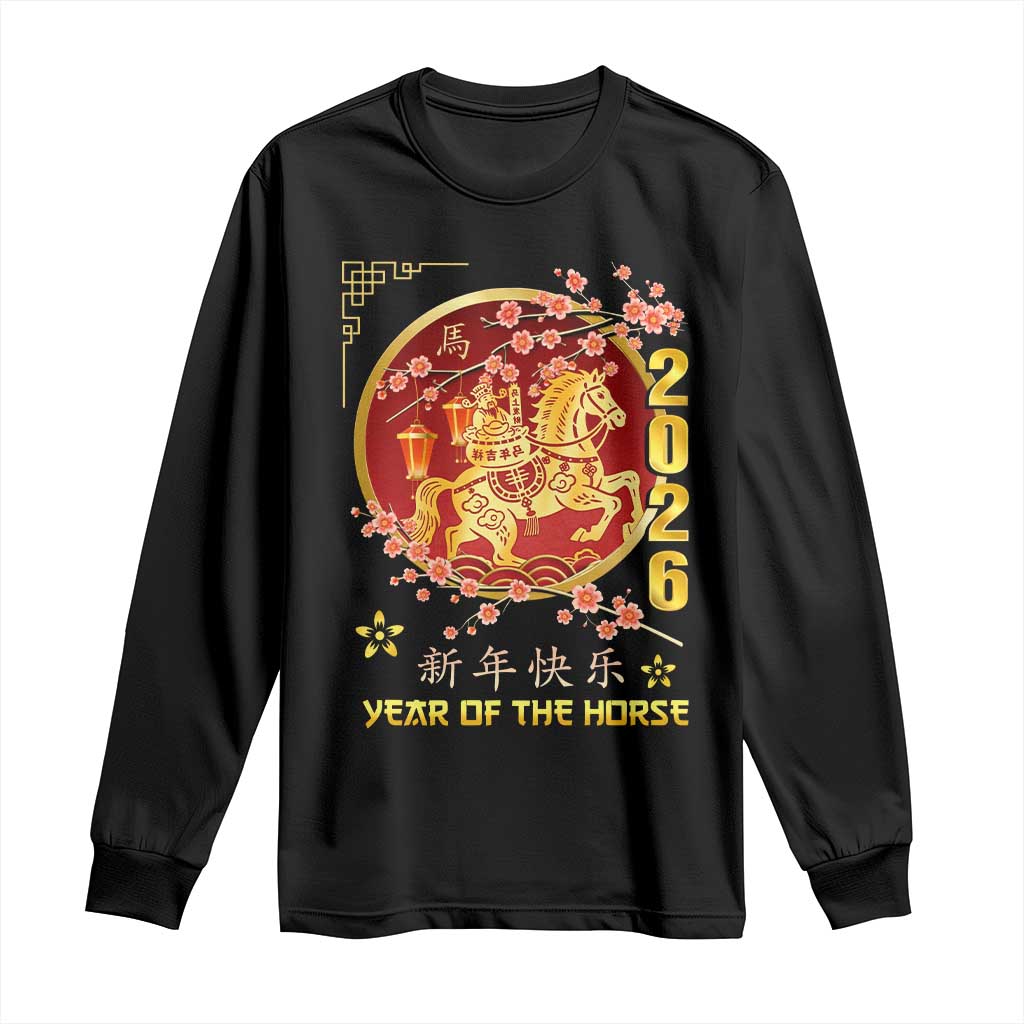 2026 Year of the Horse Lunar New Year Long Sleeve Shirt TS10 Black Print Your Wear