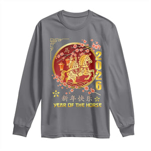 2026 Year of the Horse Lunar New Year Long Sleeve Shirt TS10 Charcoal Print Your Wear