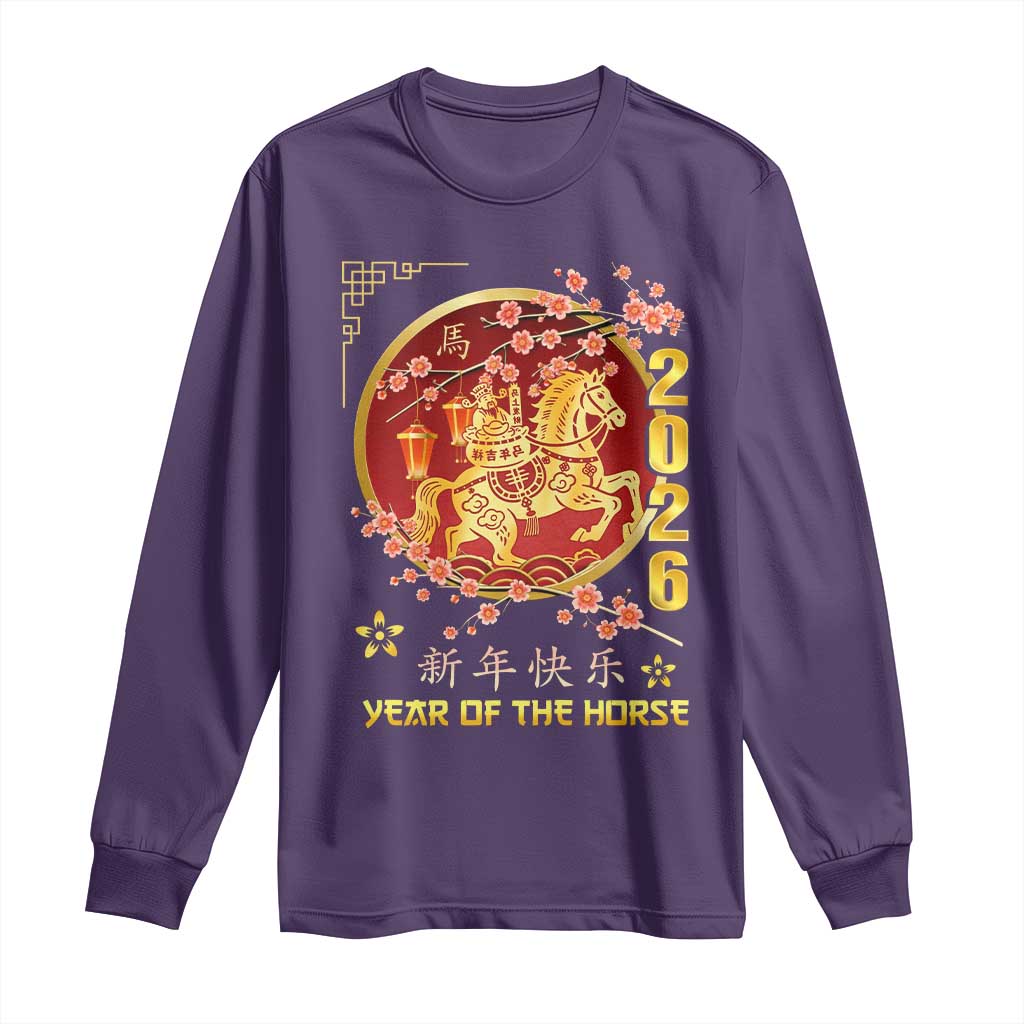 2026 Year of the Horse Lunar New Year Long Sleeve Shirt TS10 Purple Print Your Wear