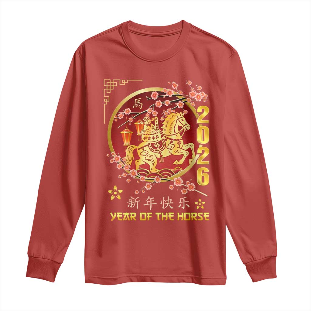 2026 Year of the Horse Lunar New Year Long Sleeve Shirt TS10 Red Print Your Wear