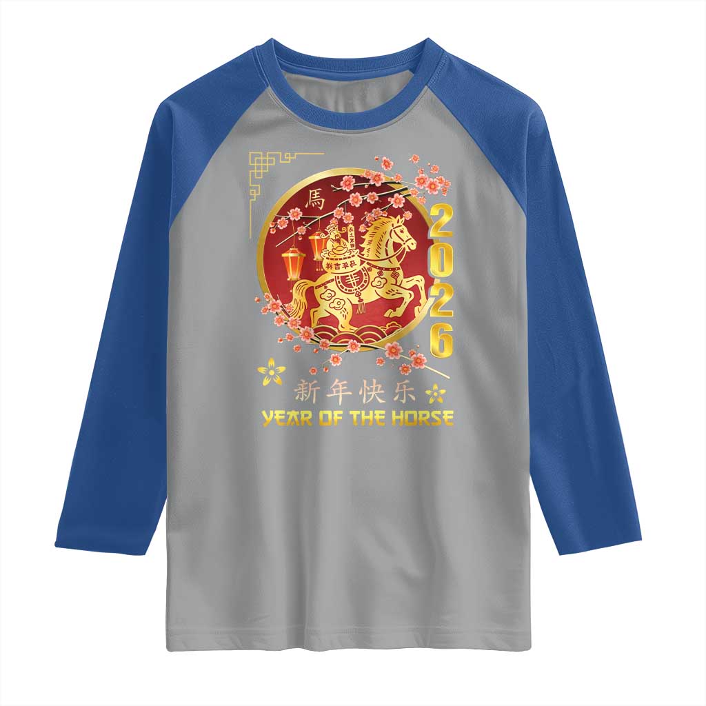 2026 Year of the Horse Lunar New Year Raglan Shirt TS10 Sport Gray Royal Print Your Wear