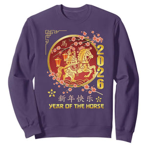 2026 Year of the Horse Lunar New Year Sweatshirt TS10 Purple Print Your Wear