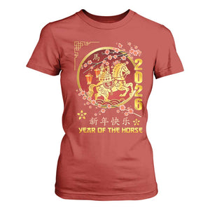 2026 Year of the Horse Lunar New Year T Shirt For Women TS10 Red Print Your Wear