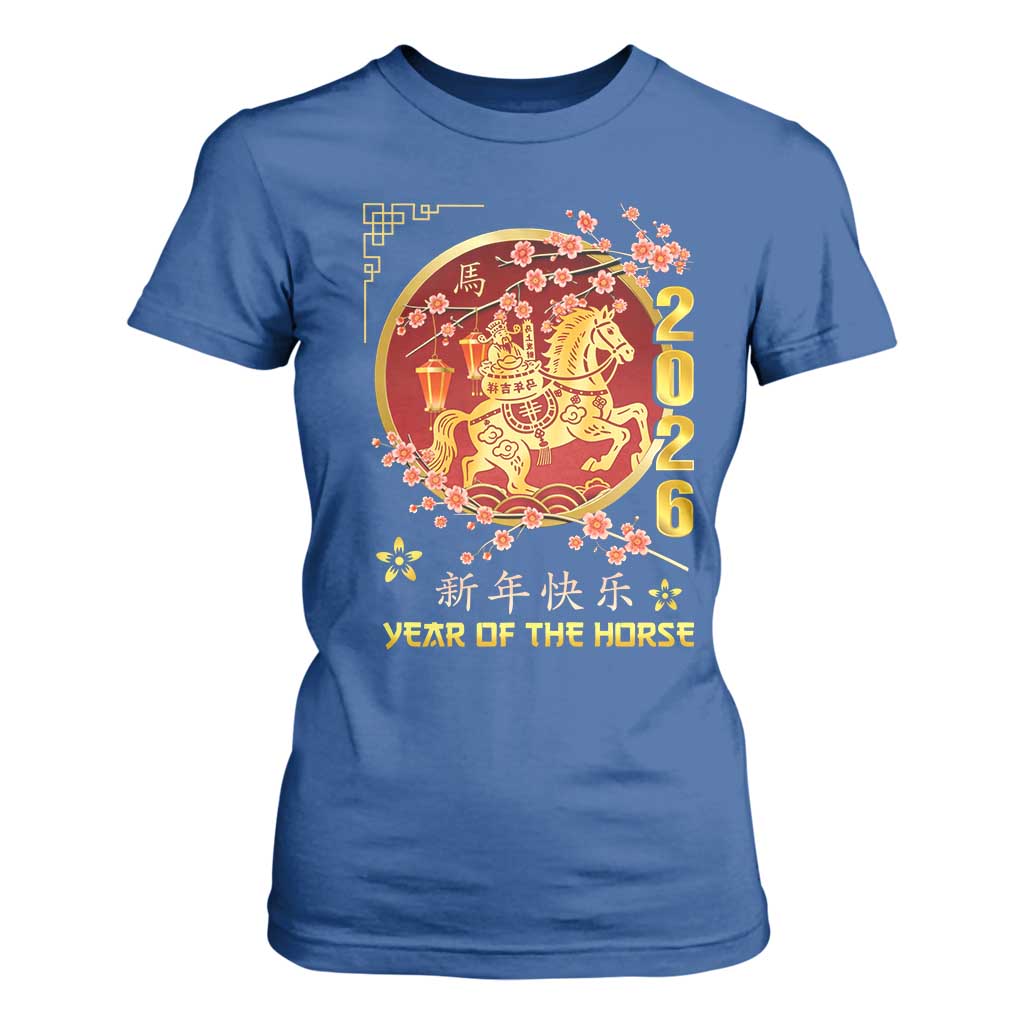 2026 Year of the Horse Lunar New Year T Shirt For Women TS10 Royal Blue Print Your Wear