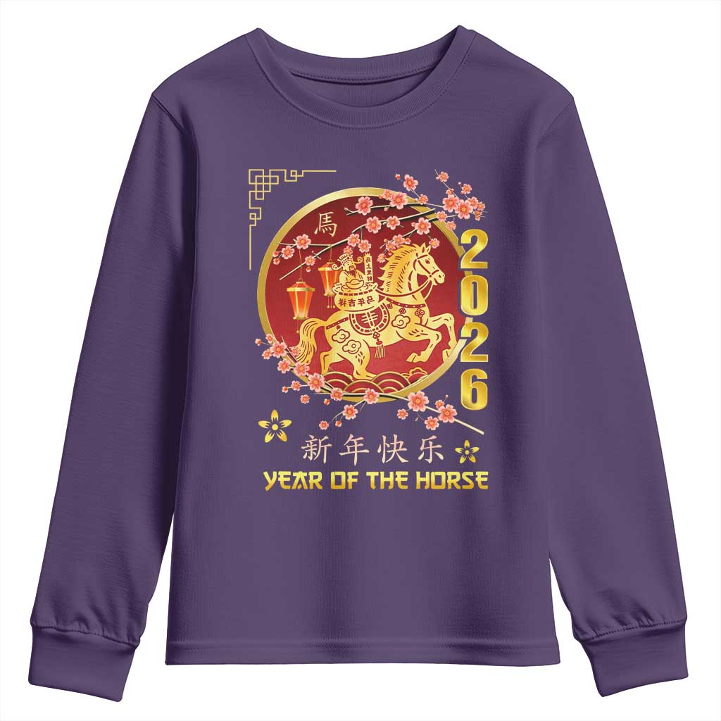 2026 Year of the Horse Lunar New Year Youth Sweatshirt TS10 Purple Print Your Wear