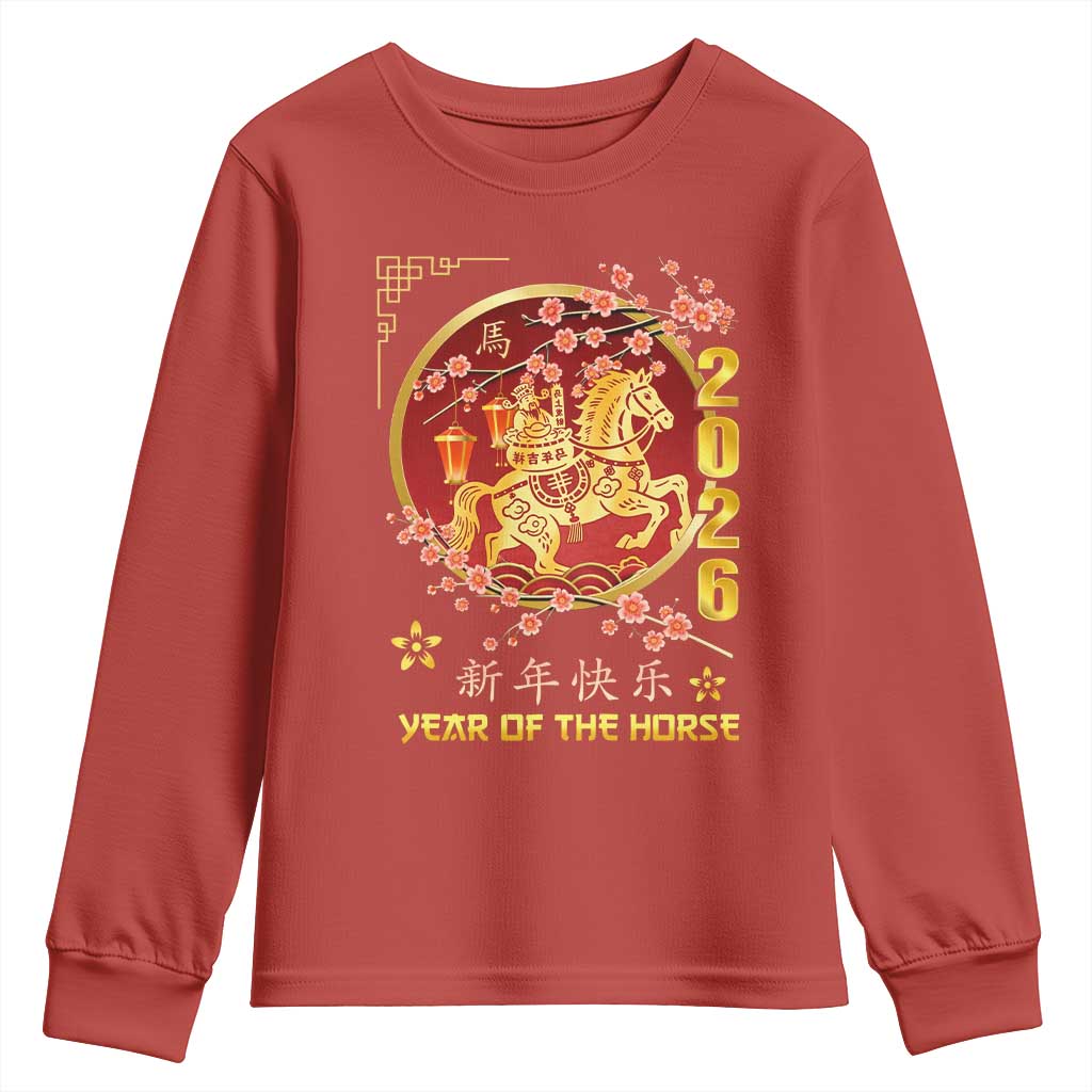2026 Year of the Horse Lunar New Year Youth Sweatshirt TS10 Red Print Your Wear