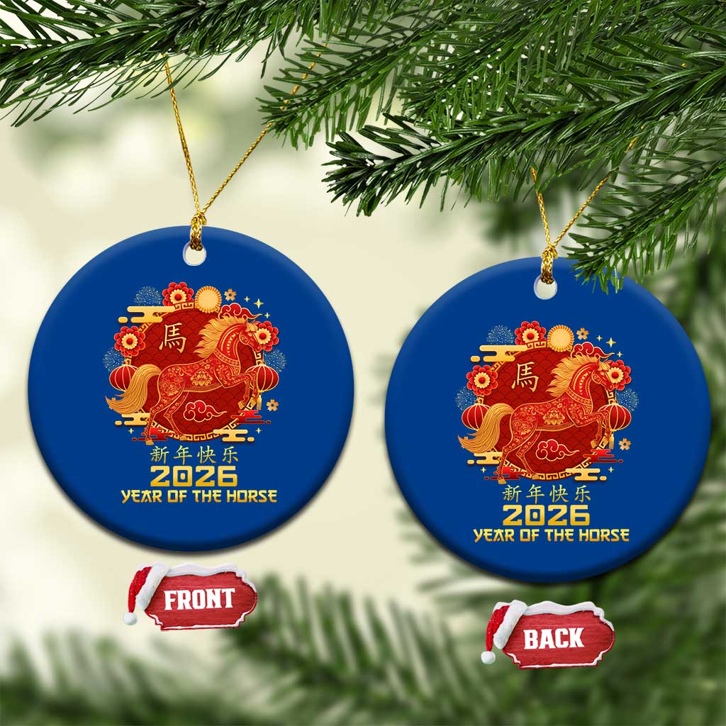 Chinese New Year 2026 Ceramic Ornament Year of The Horse TS10 1pc Blue Print Your Wear
