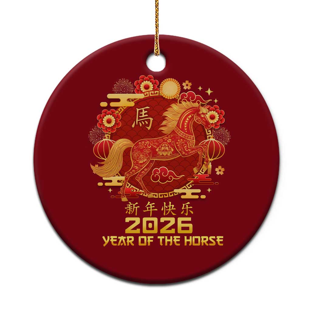Chinese New Year 2026 Ceramic Ornament Year of The Horse TS10 1pc Red Print Your Wear