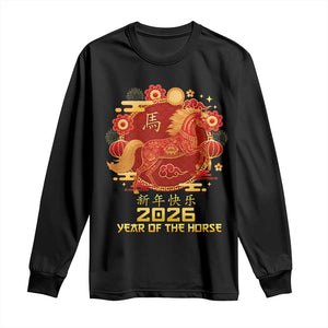 Chinese New Year 2026 Long Sleeve Shirt Year of The Horse TS10 Black Print Your Wear